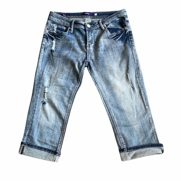 Vigoss Destroyed Cuffed Capri‎ Jeans Sz. 7 Juniors - Picture 2 of 9